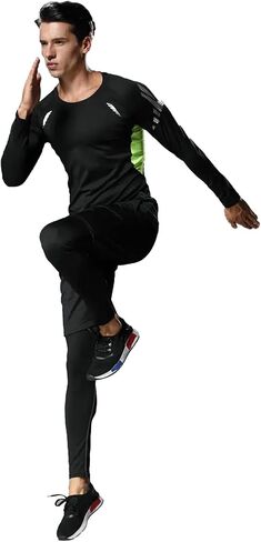 3 PCS Men's Compression Set - Workout Long Sleeve Top & Pants with running Shorts | Moisture-Wicking Gym Bundle in Saudi Arabia