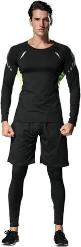 3 PCS Men's Compression Set - Workout Long Sleeve Top & Pants with running Shorts | Moisture-Wicking Gym Bundle in Saudi Arabia