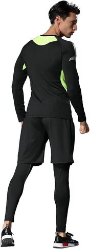 3 PCS Men's Compression Set - Workout Long Sleeve Top & Pants with running Shorts | Moisture-Wicking Gym Bundle in Saudi Arabia