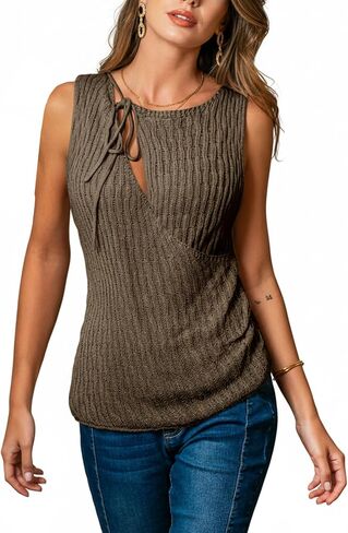 CUPSHE Womens Sweater Vest Ribbed Knit Sleeveless Slim Fit Pullover Tank Tops Fall Outfits 2025 in Saudi Arabia