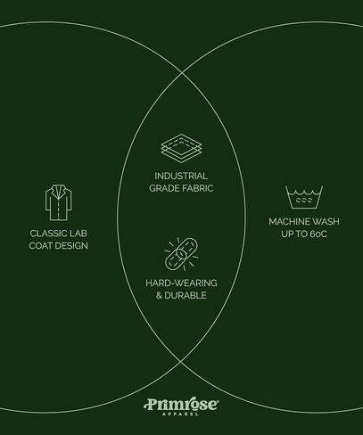 معطف مختبر طبي من Primrose Apparel للرجال والنساء، للجنسين، جيوب متعددة، مقاس عادي، إغلاق مسمار، طول 40 بوصة in Saudi Arabia