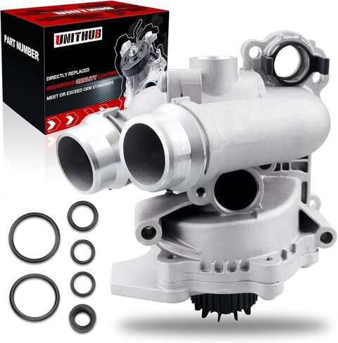 Engine Water Pump Assembly Automotive w/Aluminum Housing Thermostat Gasket 06H121026DD 1312460 Compatible for Audi A3 A4 TT VW Tiguan Jetta GTI Eos Beetle CC 2.0T TSI in Saudi Arabia