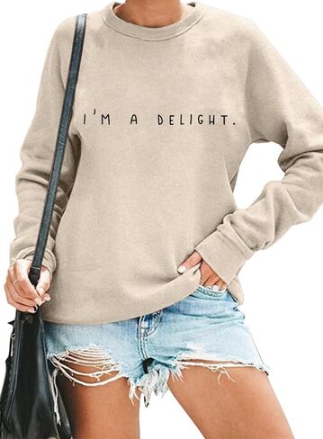 أنا فرحة البلوز المرأة مضحك قائلا إلكتروني طباعة Crewneck البلوز الفكاهة أقوال الساخرة كم طويل بلايز in Saudi Arabia