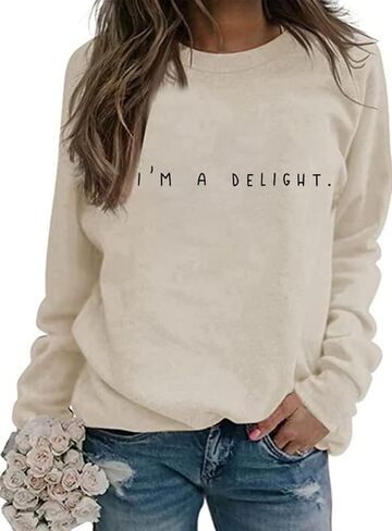 أنا فرحة البلوز المرأة مضحك قائلا إلكتروني طباعة Crewneck البلوز الفكاهة أقوال الساخرة كم طويل بلايز in Saudi Arabia
