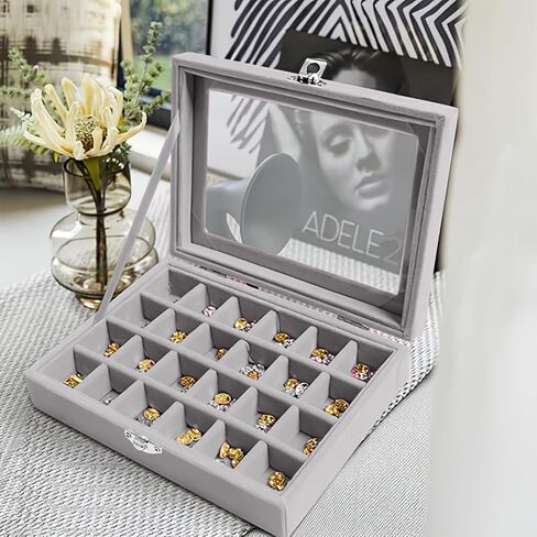 Velvet Jewelry Box, 24 Grid Earrings Jewelry Ring Display Organiser Box for Girls Wife Mom Women,black in Saudi Arabia