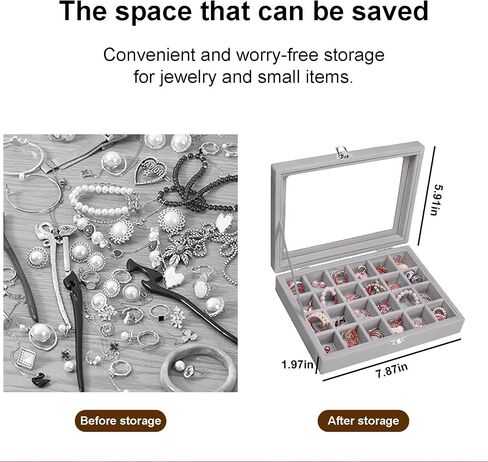 Velvet Jewelry Box, 24 Grid Earrings Jewelry Ring Display Organiser Box for Girls Wife Mom Women,black in Saudi Arabia