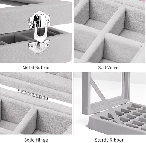 Velvet Jewelry Box, 24 Grid Earrings Jewelry Ring Display Organiser Box for Girls Wife Mom Women,black in Saudi Arabia