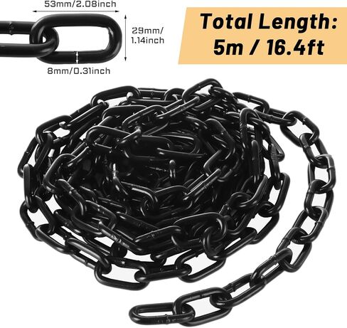 5/16 Black Chain Link 13.1ft Heavy Duty Chain Bulk Tow Chain Carbon Steel Trailer Chains Decorative Metal Chain Grade 30 Log Chain 1540lbs Binder Chain for Towing, Logging, Transport, Tie Down in Saudi Arabia