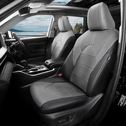 Car Seat Covers Customized for Toyota Highlander 2020-2025 8 Seater Full Set Faux Leather Replacement Accessories - Second Row 40/60 Split Bench - Black in Kuwait