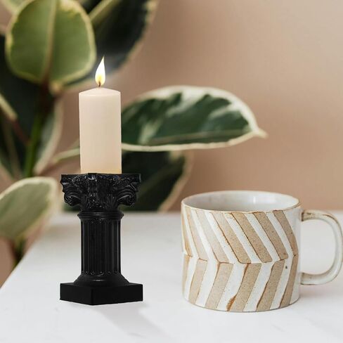 TOYANDONA Greek Column Figurine, 2pcs Classic White Roman Column Cherub Candle Holder Mini Roman Pillar Greek Columns Candlestick Wedding Table Decoration in Saudi Arabia