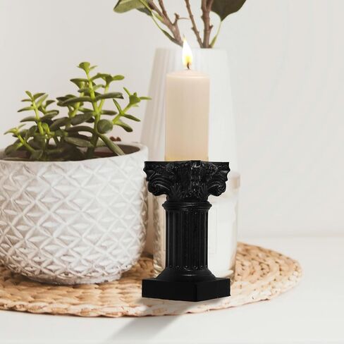 TOYANDONA Greek Column Figurine, 2pcs Classic White Roman Column Cherub Candle Holder Mini Roman Pillar Greek Columns Candlestick Wedding Table Decoration in Saudi Arabia