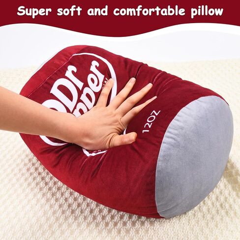 Doctor Pepper Pillow - Soda Can Stuffed Pillow - Soft Polyester Fabric, 18 inches - Cute and Fun Design, Red - Perfect for Home Decor, Gifts,, RMKAPILLOW-008 in Saudi Arabia