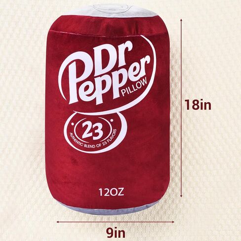 Doctor Pepper Pillow - Soda Can Stuffed Pillow - Soft Polyester Fabric, 18 inches - Cute and Fun Design, Red - Perfect for Home Decor, Gifts,, RMKAPILLOW-008 in Saudi Arabia
