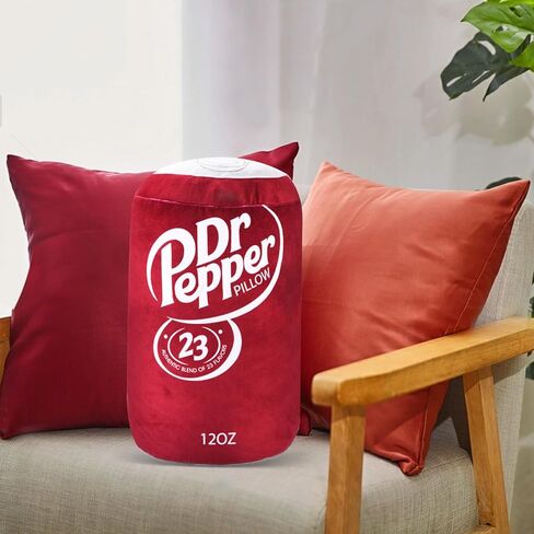 Doctor Pepper Pillow - Soda Can Stuffed Pillow - Soft Polyester Fabric, 18 inches - Cute and Fun Design, Red - Perfect for Home Decor, Gifts,, RMKAPILLOW-008 in Saudi Arabia