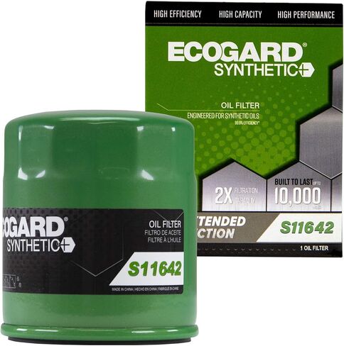 ECOGARD S11642 Spin-On Engine Oil Filter for Synthetic Oil - Premium Replacement Fits 2019 Chevrolet Colorado, Cruze, Equinox, Impala, Malibu, Spark in Saudi Arabia