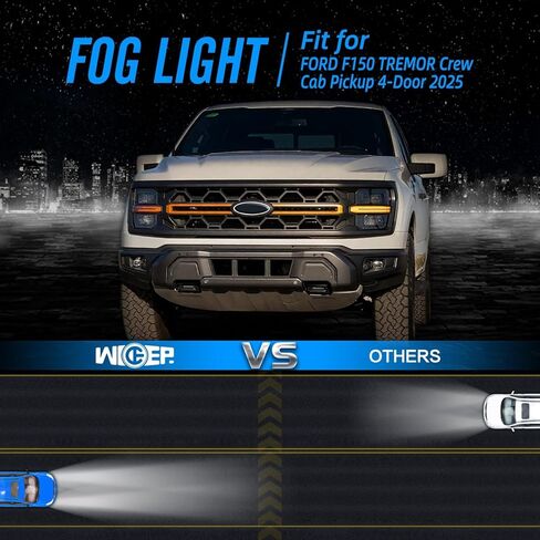 Fog Light Assemblies For F150 2009-2014 Ford, Upgrade Replacement Fog Lamp Assembly Kit, 200% Brighter than Original Assembly, 3000K Yellow IP67 DC 12V 2Pcs, FL3Z-15200-A in Kuwait