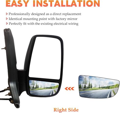 Passenger Right Side Heated Lower Mirror Glass Fits for 2015 2016 2017 2018 2019 2020 2021 2022 Ford Transit T150 T250 T350 HD Replacement for BK3Z17K707B in Saudi Arabia