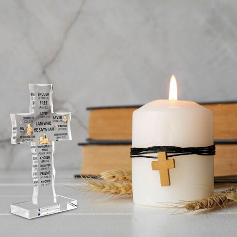 Christian Religious Gifts Acrylic Cross, Inspirational Winnie Bible Verse Plaques, Winnie Faith Keepsake Paperweights, Encouragement Presents for Mom Dad Friend Coworker, Home Office Desk Decor in Saudi Arabia