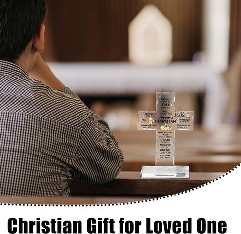 Christian Religious Gifts Acrylic Cross, Inspirational Winnie Bible Verse Plaques, Winnie Faith Keepsake Paperweights, Encouragement Presents for Mom Dad Friend Coworker, Home Office Desk Decor in Saudi Arabia