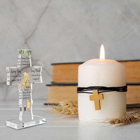 Christian Religious Gifts Acrylic Cross, Inspirational Winnie Bible Verse Plaques, Winnie Faith Keepsake Paperweights, Encouragement Presents for Mom Dad Friend Coworker, Home Office Desk Decor in Saudi Arabia