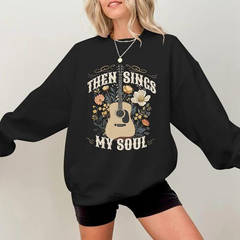 KIEKIECOO Oversized Christian Sweatshirts for Women Faith Worship Lyrics Letter Printed Pullover Inspirational Music Tops in Saudi Arabia
