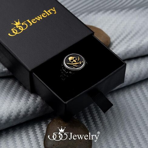 555Jewelry جمجمة خواتم من الفولاذ المقاوم للصدأ للرجال، خواتم جمجمة راكب الدراجة النارية للرجال، خاتم عتيق قوطي رائع، موت هيكل عظمي عتيق، مقاس الولايات المتحدة 8-13 in Kuwait