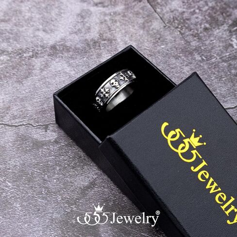 555Jewelry جمجمة خواتم من الفولاذ المقاوم للصدأ للرجال، خواتم جمجمة راكب الدراجة النارية للرجال، خاتم عتيق قوطي رائع، موت هيكل عظمي عتيق، مقاس الولايات المتحدة 8-13 in Kuwait