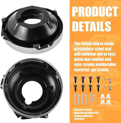 Suitable for Chevrolet headlight buckle and installation bucket kit, with stainless steel sealing beam ring and hardware in Saudi Arabia