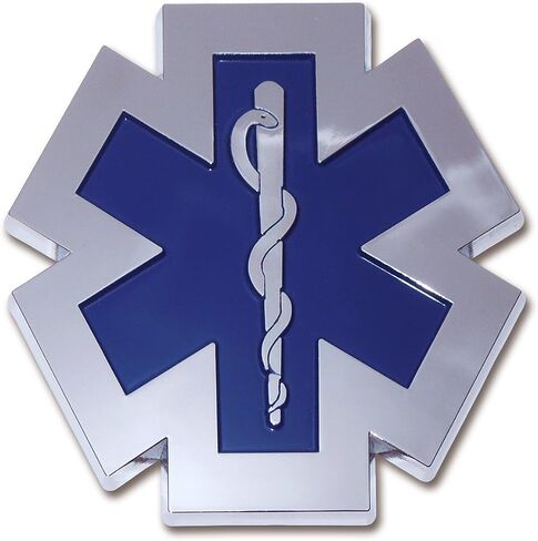 Elektroplate EMS Star of Life Symbol OEM Chrome Emblem for Cars, Trucks, and All Auto | Universal Fit at 2.8" x 2.8" | Weatherproof in Saudi Arabia