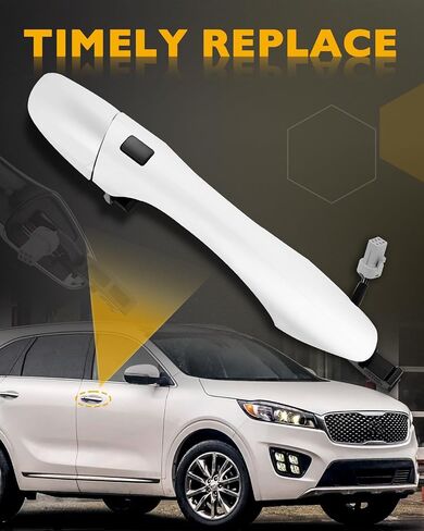 Rear Right Door Handle w/End Cap Cover, Compatible with 2016-2020 Kia Sorento, Chrome Exterior Rear Right Passenger Side Door Handle, Replace# 82661-C5010, 83662-C5010, Outside Outer Right Handle Part in Saudi Arabia