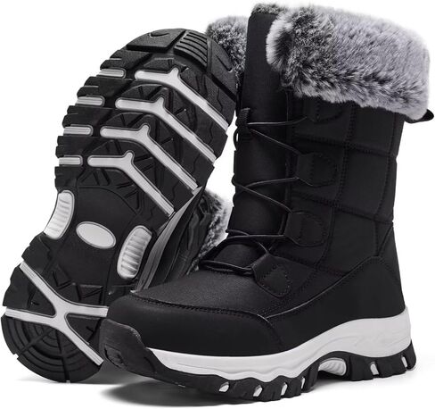 أحذية نسائية للشتاء الدافئ مقاومة للماء أحذية ثلج مريحة للطقس البارد أحذية معزولة لمنتصف الساق in Kuwait