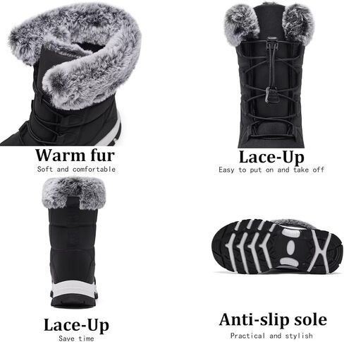 أحذية نسائية للشتاء الدافئ مقاومة للماء أحذية ثلج مريحة للطقس البارد أحذية معزولة لمنتصف الساق in Kuwait