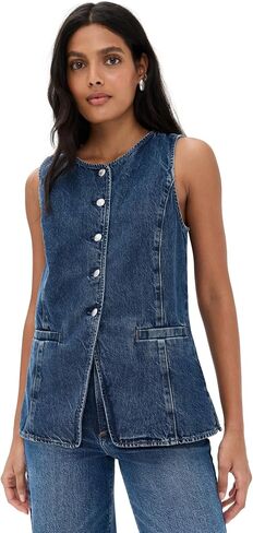 Madewell Women's Denim Crewneck Cutaway Vest in Greendale Wash in Saudi Arabia