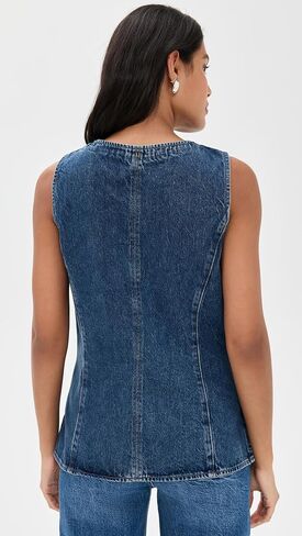 Madewell Women's Denim Crewneck Cutaway Vest in Greendale Wash in Saudi Arabia