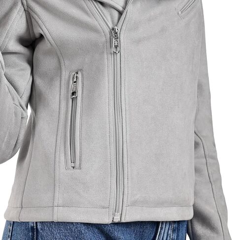 جاكيت Lee Women's Woven Moto غير متماثل باللون الرمادي الفاتح. in Saudi Arabia