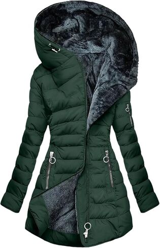 Winter Coats for Women 2025 Sherpa Fleece Lined Long Puffer Down Jackets Plus Size Warm Thicken Parkas with Hood in Saudi Arabia