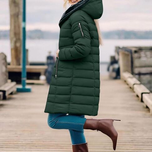 Winter Coats for Women 2025 Sherpa Fleece Lined Long Puffer Down Jackets Plus Size Warm Thicken Parkas with Hood in Saudi Arabia