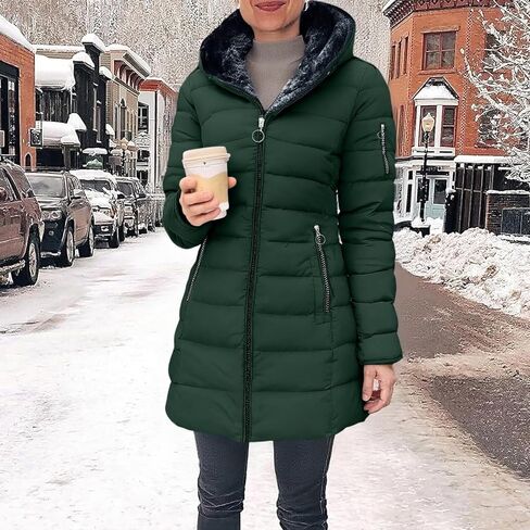 Winter Coats for Women 2025 Sherpa Fleece Lined Long Puffer Down Jackets Plus Size Warm Thicken Parkas with Hood in Saudi Arabia