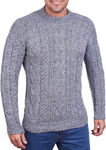 سترة Irish Aran للرجال - بلوفر محبوك برقبة دائرية من صوف الألبكة in Kuwait