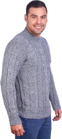 سترة Irish Aran للرجال - بلوفر محبوك برقبة دائرية من صوف الألبكة in Kuwait