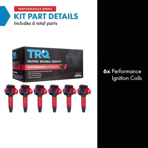 TRQ 10 Piece Premium High Performance Ignition Coil with Black Boot Kit Set for 2005-2008 F250 SD Truck / 2005-2008 F350 SD Truck / 2005-2008 F450 Truck / 2005-2008 F550 Truck in Saudi Arabia