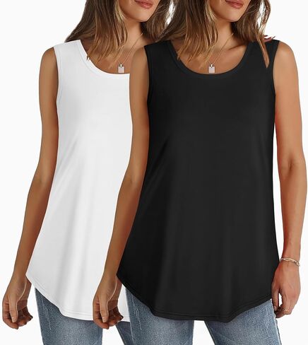 Womens Tank Tops Summer Sleeveless Casual Shirts Loose Fit Tunic Beach Vacation Outfits in Saudi Arabia