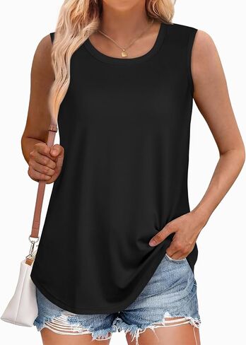 Womens Tank Tops Summer Sleeveless Casual Shirts Loose Fit Tunic Beach Vacation Outfits in Saudi Arabia