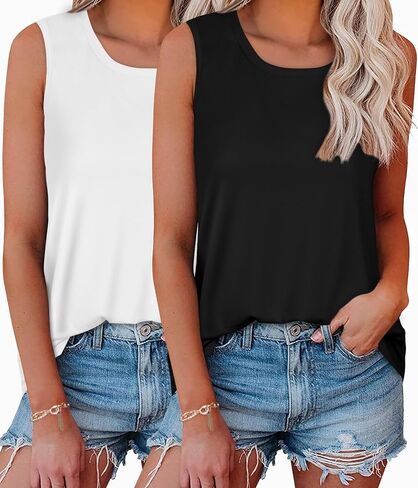 Womens Tank Tops Summer Sleeveless Casual Shirts Loose Fit Tunic Beach Vacation Outfits in Saudi Arabia