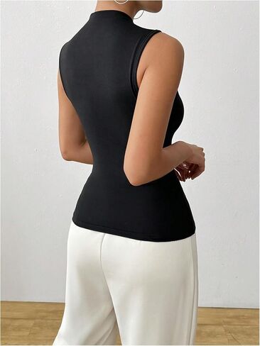 Milumia Women's Y2K Ring Asymmetrical Neck Tank Top Sleeveless Slim Fit Casual Tops in Saudi Arabia