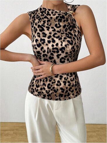 قمصان علوية كاجوال بدون أكمام برقبة غير متماثلة وحلقة Y2K للنساء من Milumia in Kuwait