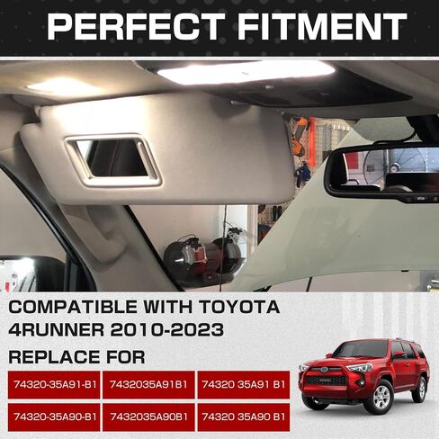 حاجب الشمس الرمادي الجانب الأيمن للراكب مع ضوء الغرور متوافق مع Toyota 4Runner SR5 TRD Limited Base Venture Sport 2010-2023 استبدال لـ 7431035B01B1 7431035B00B1 in Kuwait