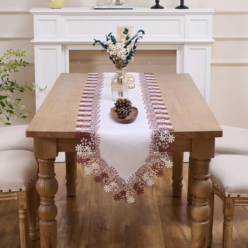 Natural Neutral Earth Tones Beige Floral Lace Table Runner Dresser Scarf 72 inches Long for Home Decor (Natural, 16"x72") in Kuwait