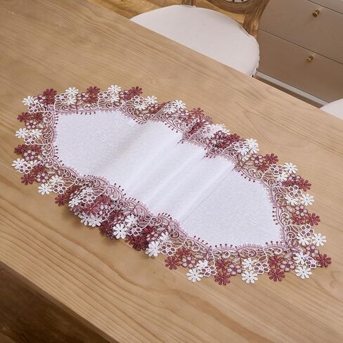Natural Neutral Earth Tones Beige Floral Lace Table Runner Dresser Scarf 72 inches Long for Home Decor (Natural, 16"x72") in Kuwait