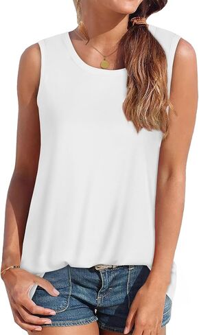 Womens Tank Tops Summer Sleeveless Casual Shirts Loose Fit Tunic Beach Vacation Outfits in Saudi Arabia